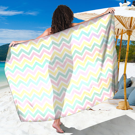 Pastel Chevron Pattern Print Beach Sarong Wrap