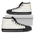 Pastel Chevron Pattern Print Black High Top Sneakers