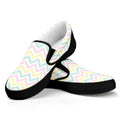 Pastel Chevron Pattern Print Black Slip On Sneakers
