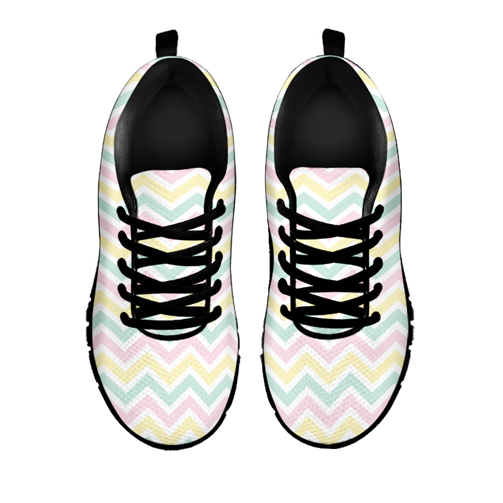 Pastel Chevron Pattern Print Black Sneakers