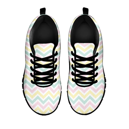 Pastel Chevron Pattern Print Black Sneakers
