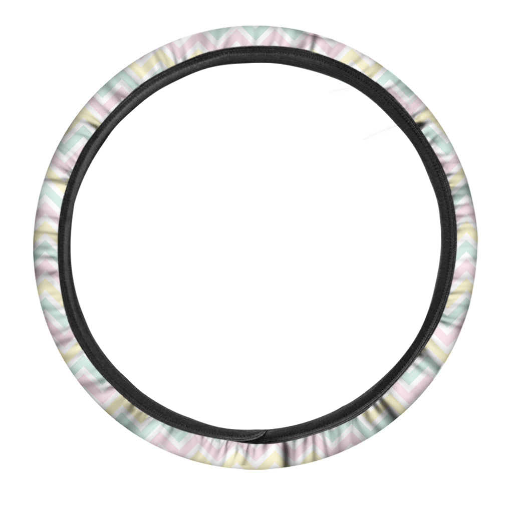 Pastel Chevron Pattern Print Car Steering Wheel Cover