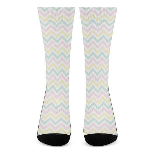 Pastel Chevron Pattern Print Crew Socks