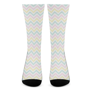 Pastel Chevron Pattern Print Crew Socks