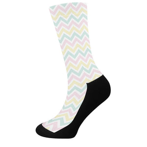 Pastel Chevron Pattern Print Crew Socks