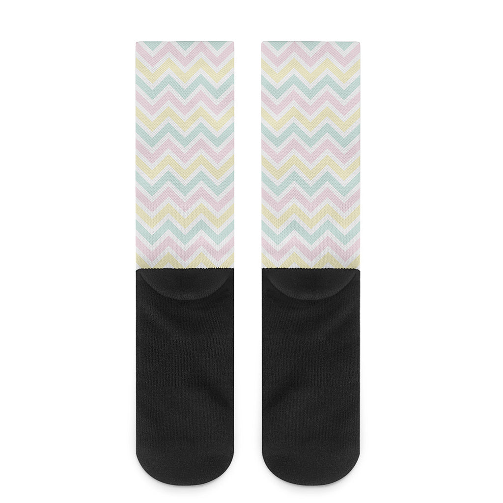 Pastel Chevron Pattern Print Crew Socks