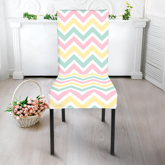 Pastel Chevron Pattern Print Dining Chair Slipcover