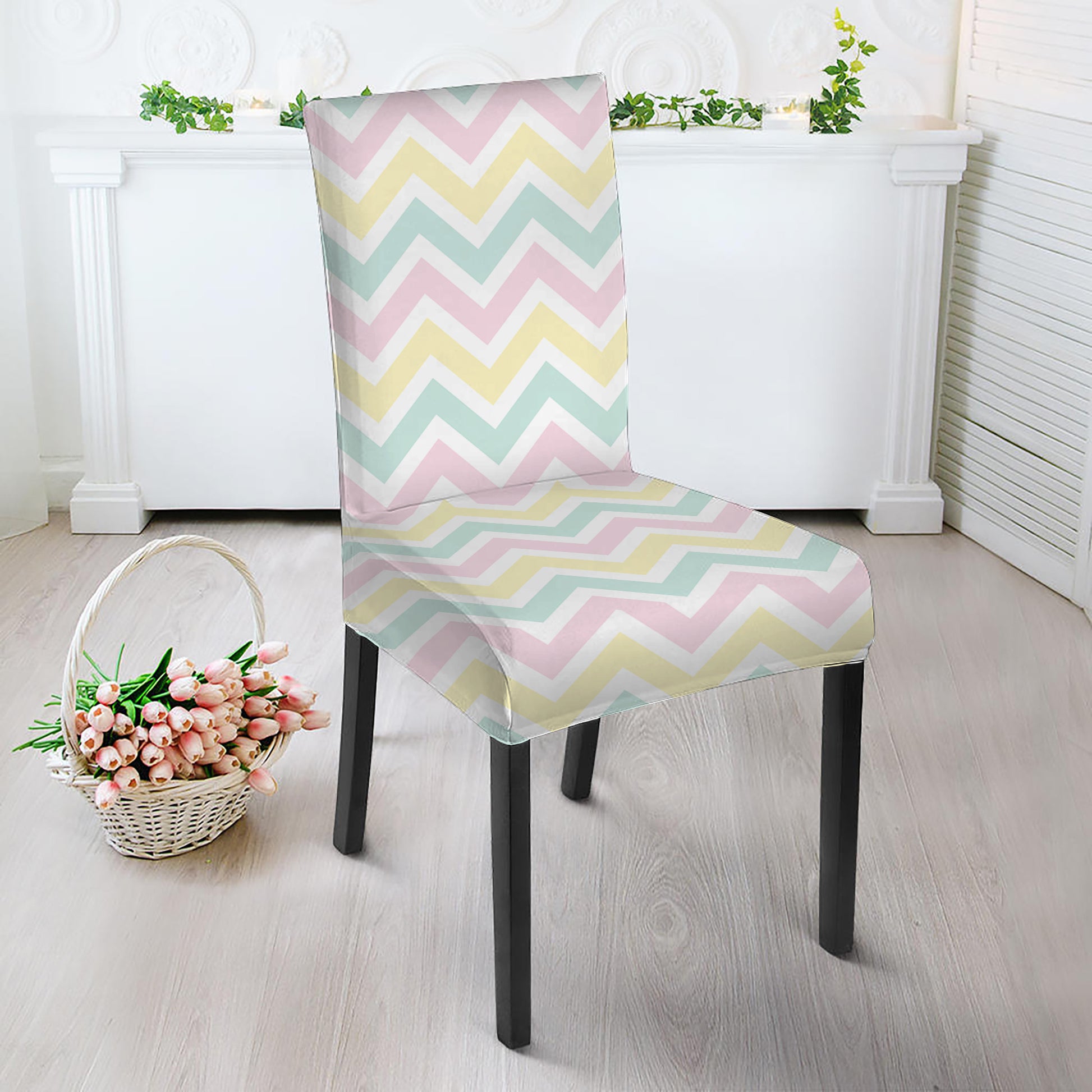 Pastel Chevron Pattern Print Dining Chair Slipcover