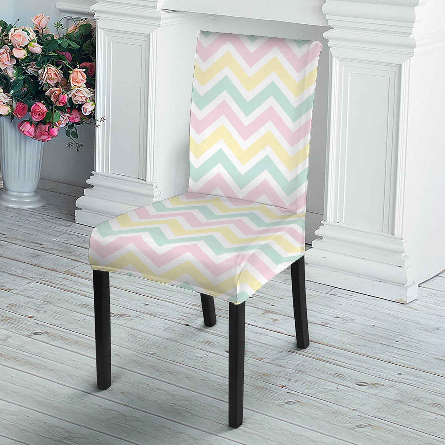 Pastel Chevron Pattern Print Dining Chair Slipcover
