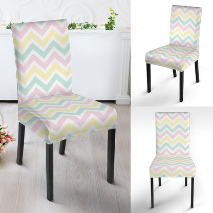 Pastel Chevron Pattern Print Dining Chair Slipcover