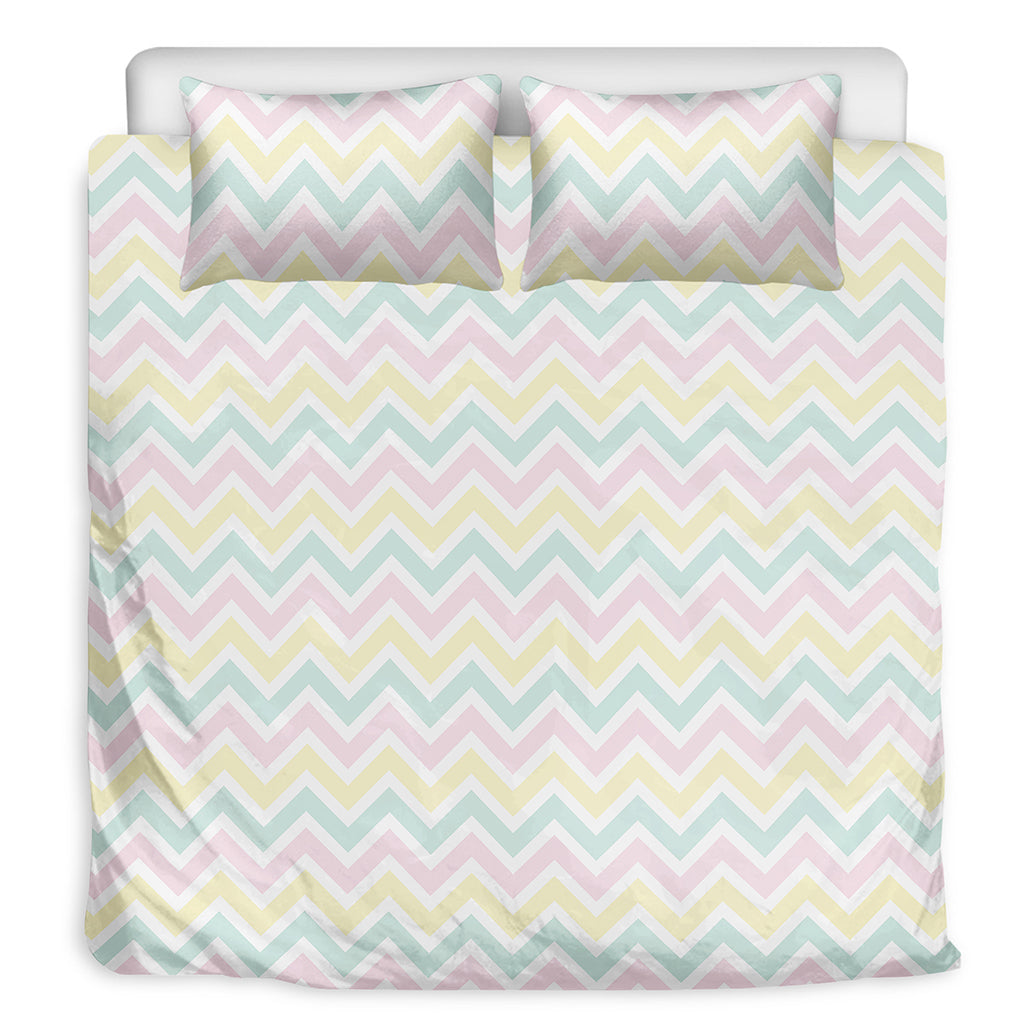 Pastel Chevron Pattern Print Duvet Cover Bedding Set