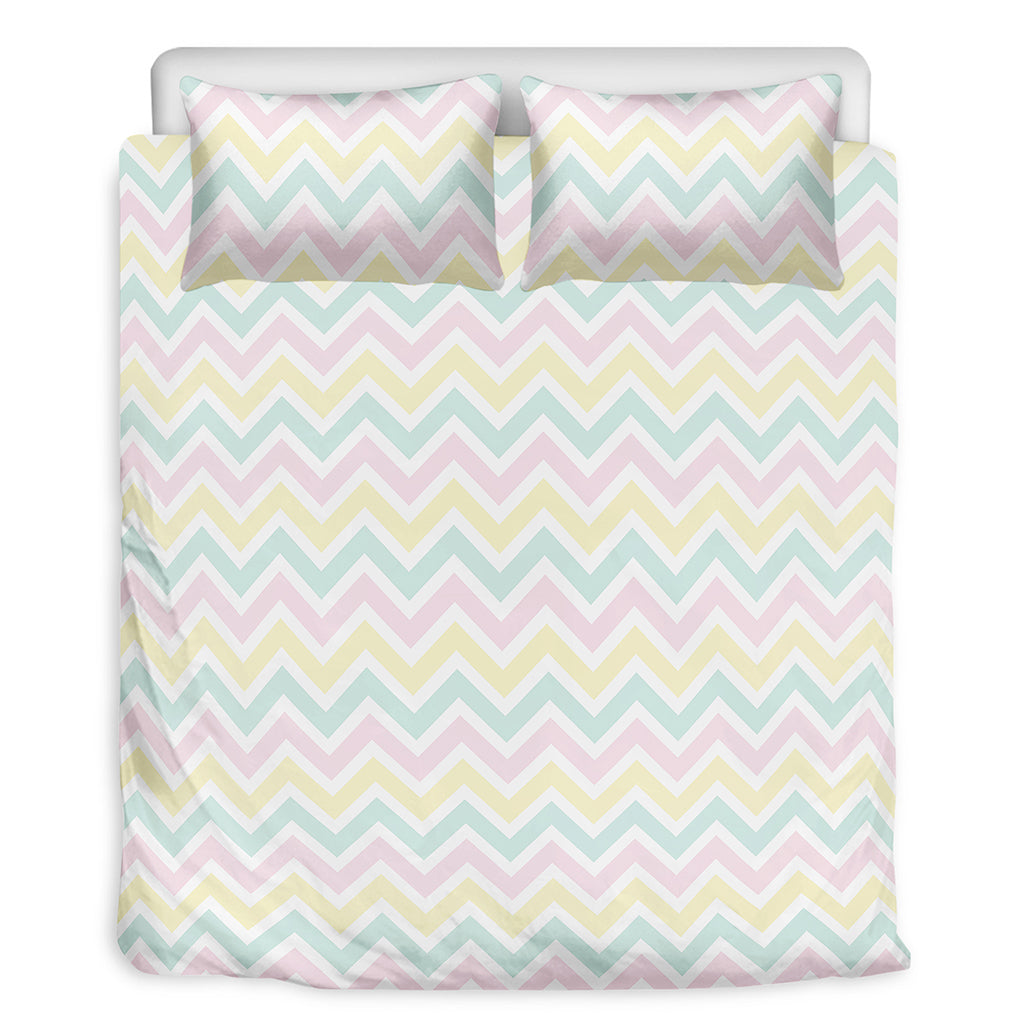Pastel Chevron Pattern Print Duvet Cover Bedding Set