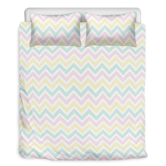 Pastel Chevron Pattern Print Duvet Cover Bedding Set