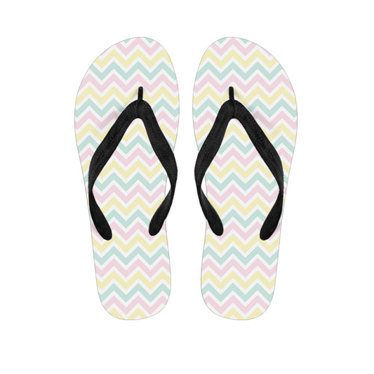 Pastel Chevron Pattern Print Flip Flops