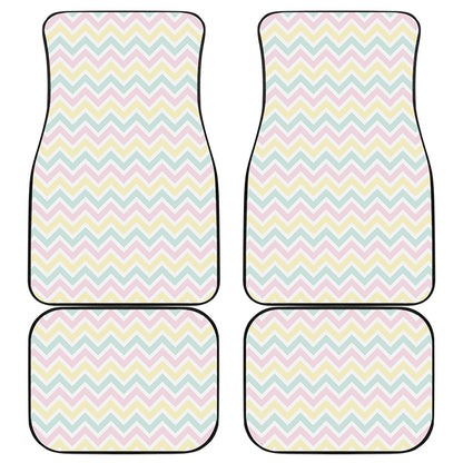 Pastel Chevron Pattern Print Front and Back Car Floor Mats