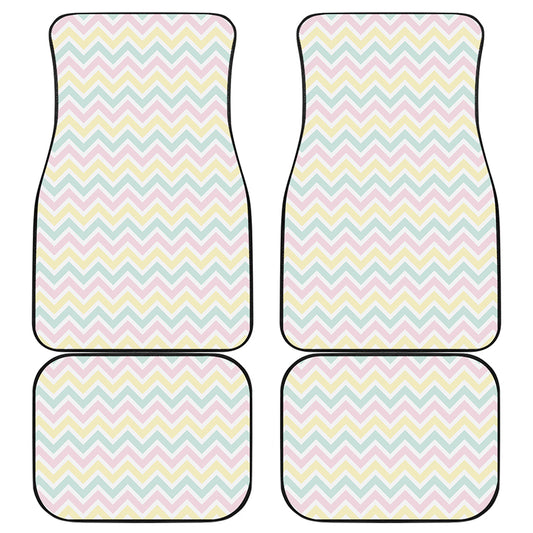 Pastel Chevron Pattern Print Front and Back Car Floor Mats