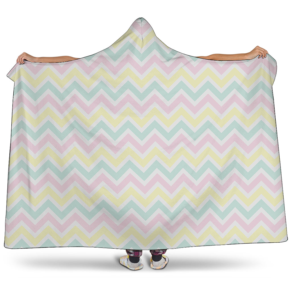 Pastel Chevron Pattern Print Hooded Blanket