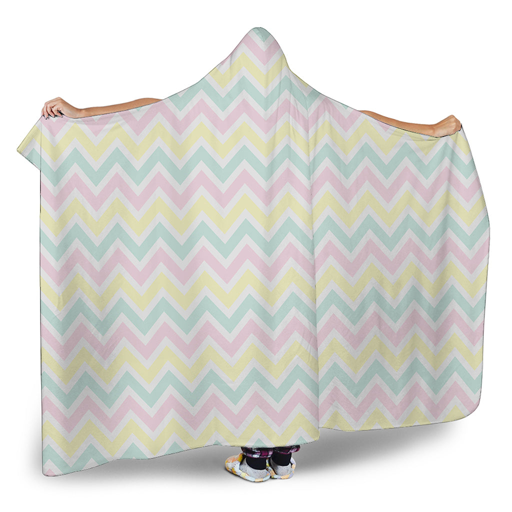 Pastel Chevron Pattern Print Hooded Blanket