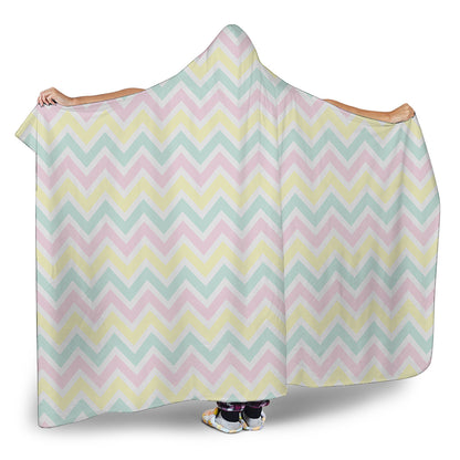 Pastel Chevron Pattern Print Hooded Blanket
