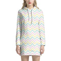 Pastel Chevron Pattern Print Pullover Hoodie Dress