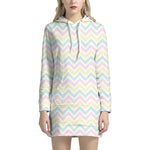 Pastel Chevron Pattern Print Hoodie Dress