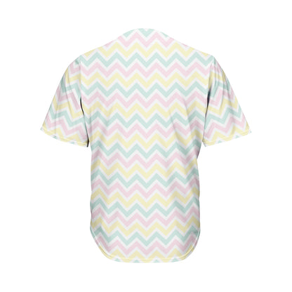 Pastel Chevron Pattern Print Men's Baseball Jersey