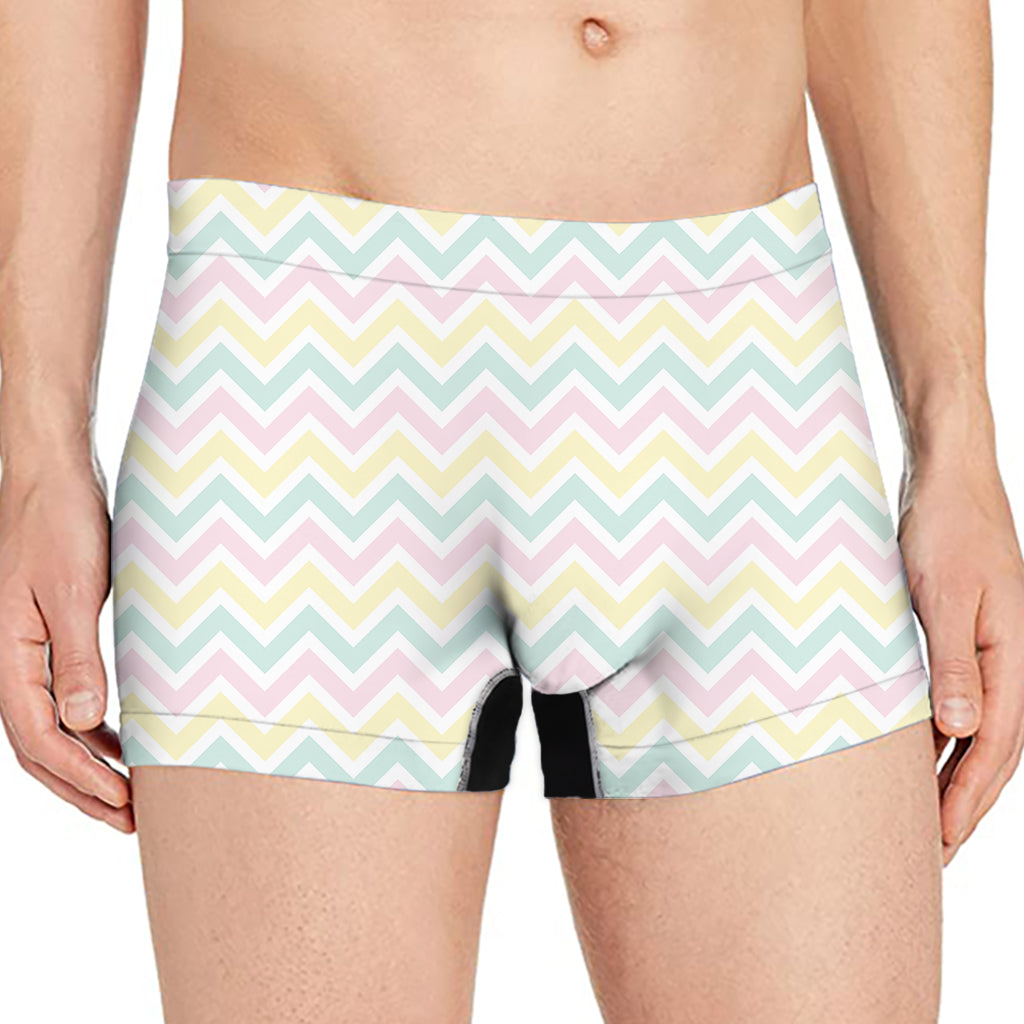 Pastel Chevron Pattern Print Men's Boxer Briefs