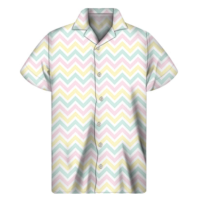 Pastel Chevron Pattern Print Men's Short Sleeve Shirt