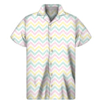 Pastel Chevron Pattern Print Men's Short Sleeve Shirt