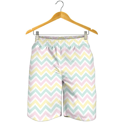 Pastel Chevron Pattern Print Men's Shorts