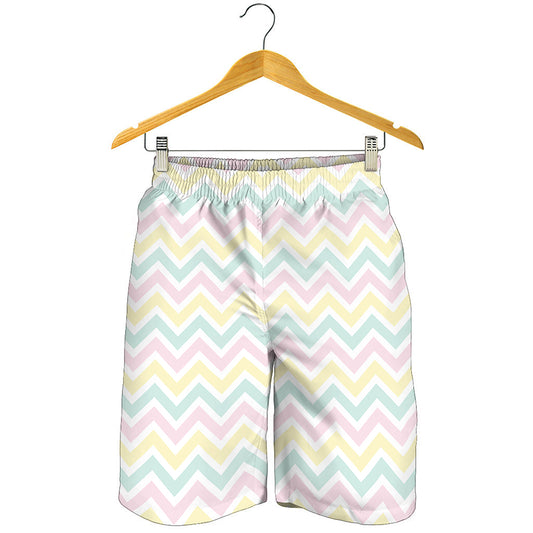 Pastel Chevron Pattern Print Men's Shorts