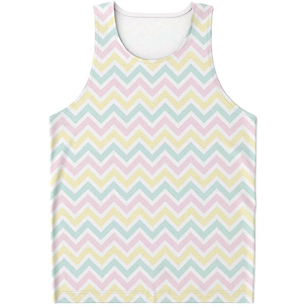 Pastel Chevron Pattern Print Men's Tank Top