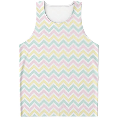 Pastel Chevron Pattern Print Men's Tank Top