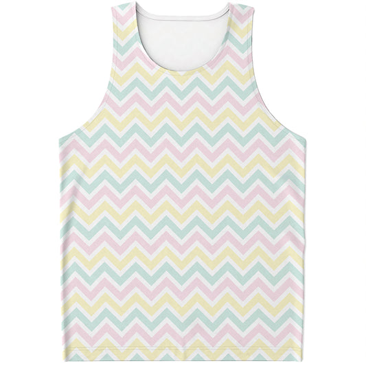 Pastel Chevron Pattern Print Men's Tank Top