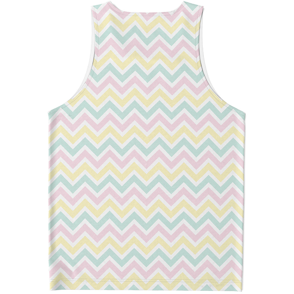 Pastel Chevron Pattern Print Men's Tank Top