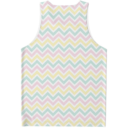 Pastel Chevron Pattern Print Men's Tank Top