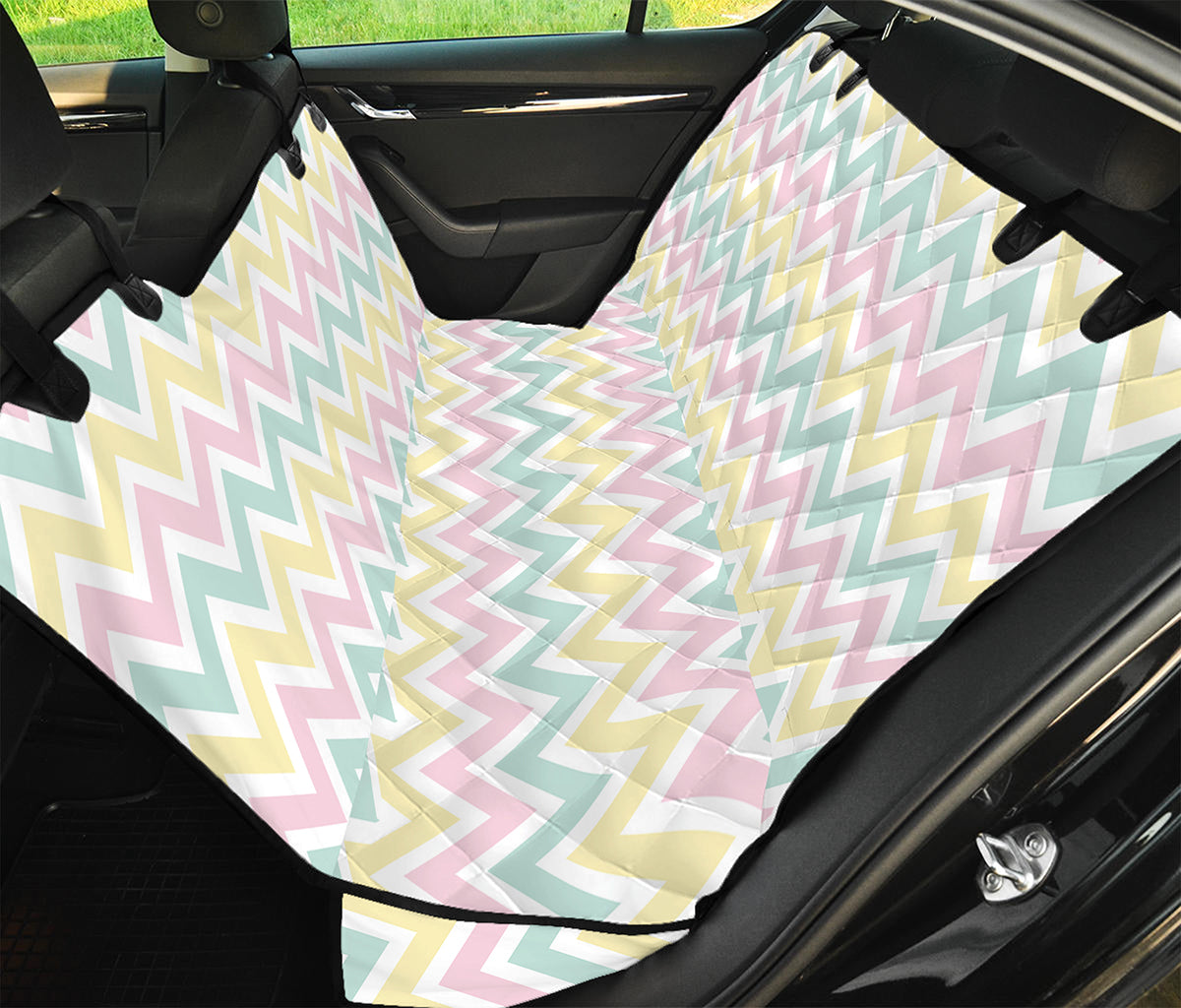 Pastel Chevron Pattern Print Pet Car Back Seat Cover