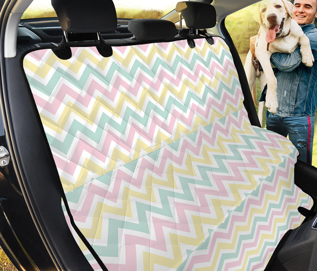 Pastel Chevron Pattern Print Pet Car Back Seat Cover