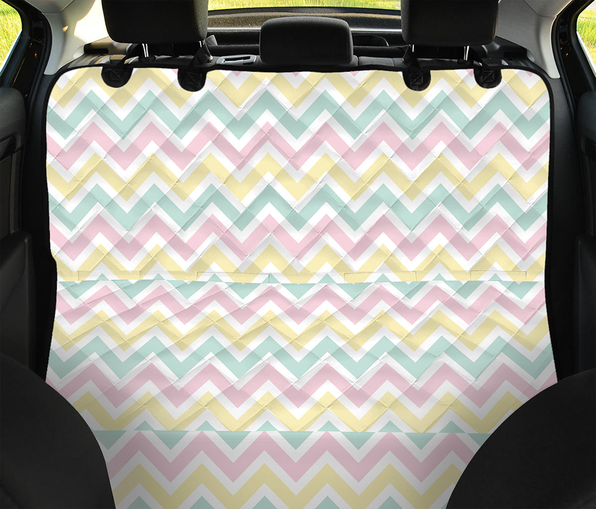 Pastel Chevron Pattern Print Pet Car Back Seat Cover