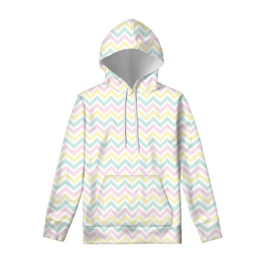 Pastel Chevron Pattern Print Pullover Hoodie