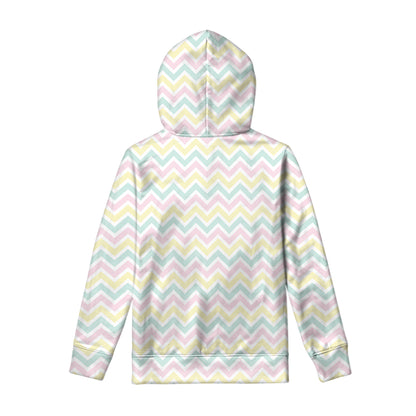 Pastel Chevron Pattern Print Pullover Hoodie