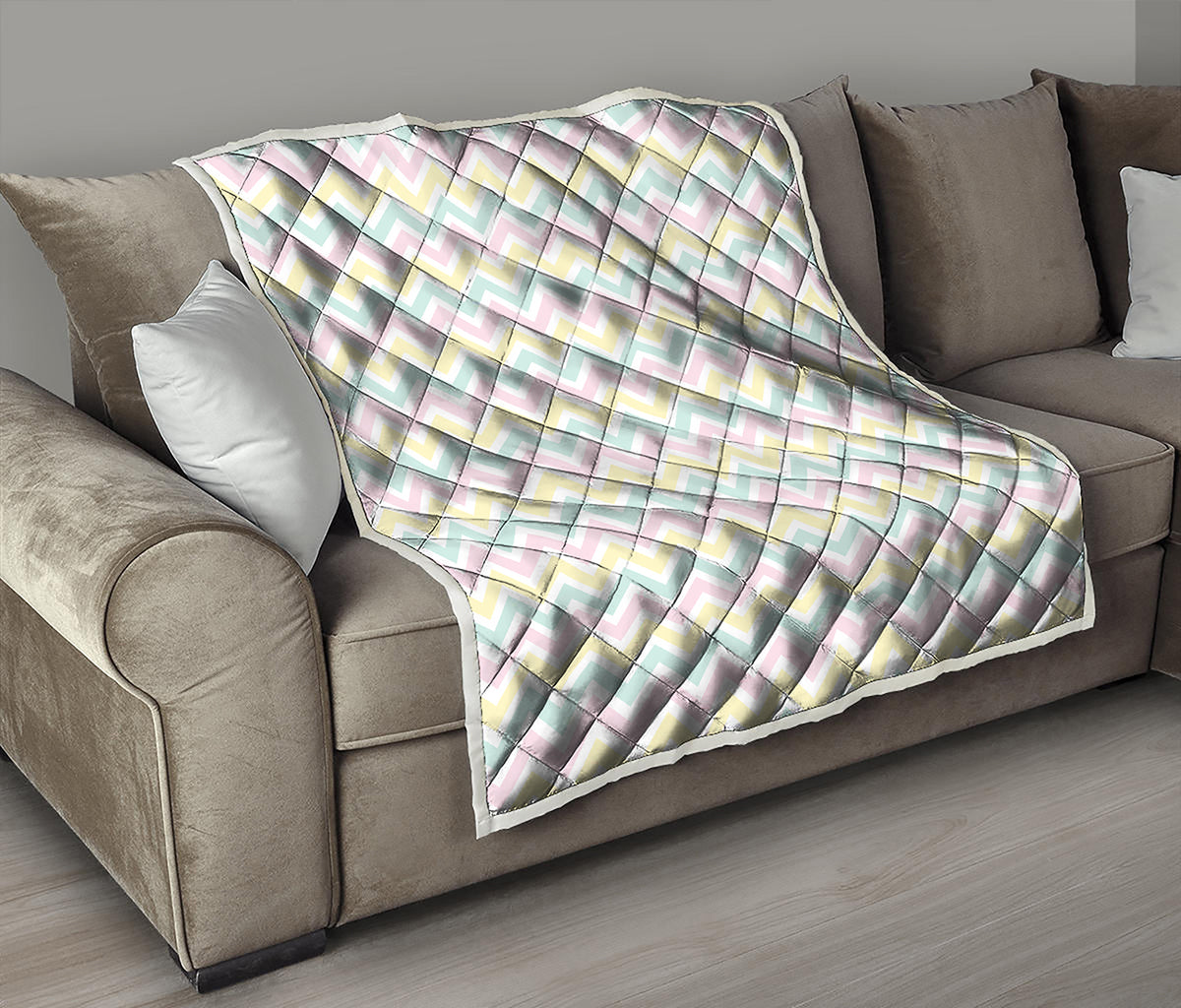 Pastel Chevron Pattern Print Quilt