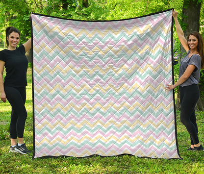 Pastel Chevron Pattern Print Quilt