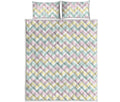 Pastel Chevron Pattern Print Quilt Bed Set