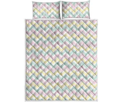 Pastel Chevron Pattern Print Quilt Bed Set