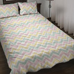 Pastel Chevron Pattern Print Quilt Bed Set