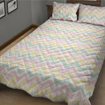 Pastel Chevron Pattern Print Quilt Bed Set