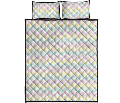 Pastel Chevron Pattern Print Quilt Bed Set