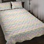 Pastel Chevron Pattern Print Quilt Bed Set
