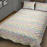 Pastel Chevron Pattern Print Quilt Bed Set